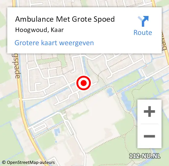 Locatie op kaart van de 112 melding: Ambulance Met Grote Spoed Naar Hoogwoud, Kaar op 9 juni 2021 02:56