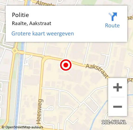 Locatie op kaart van de 112 melding: Politie Raalte, Aakstraat op 9 juni 2021 03:13