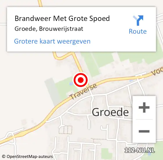 Locatie op kaart van de 112 melding: Brandweer Met Grote Spoed Naar Groede, Brouwerijstraat op 9 juni 2021 03:35