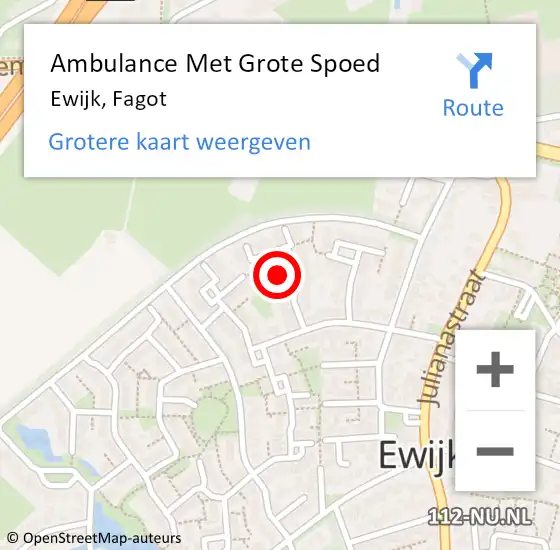 Locatie op kaart van de 112 melding: Ambulance Met Grote Spoed Naar Ewijk, Fagot op 9 juni 2021 03:53