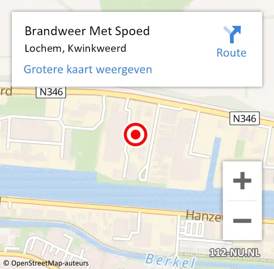 Locatie op kaart van de 112 melding: Brandweer Met Spoed Naar Lochem, Kwinkweerd op 9 juni 2021 05:13