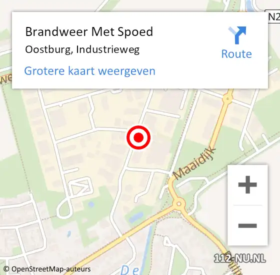 Locatie op kaart van de 112 melding: Brandweer Met Spoed Naar Oostburg, Industrieweg op 9 juni 2021 06:31