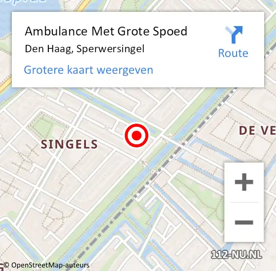 Locatie op kaart van de 112 melding: Ambulance Met Grote Spoed Naar Den Haag, Sperwersingel op 9 juni 2021 07:21