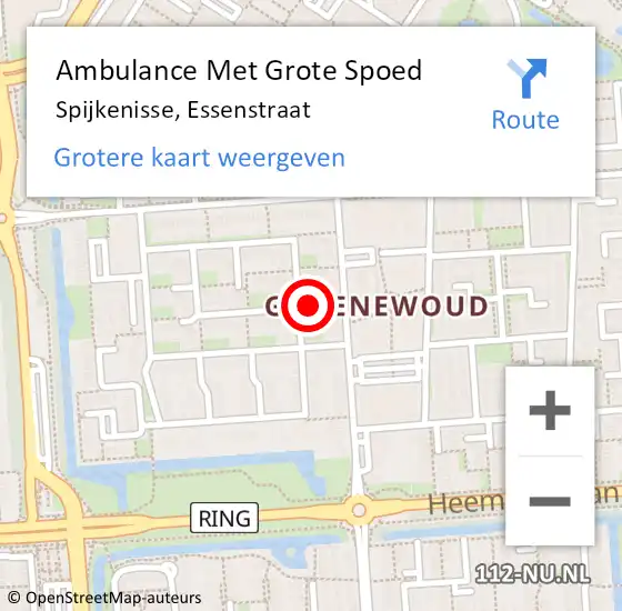 Locatie op kaart van de 112 melding: Ambulance Met Grote Spoed Naar Spijkenisse, Essenstraat op 9 juni 2021 07:28