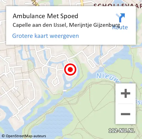 Locatie op kaart van de 112 melding: Ambulance Met Spoed Naar Capelle aan den IJssel, Merijntje Gijzenburg op 9 juni 2021 07:34