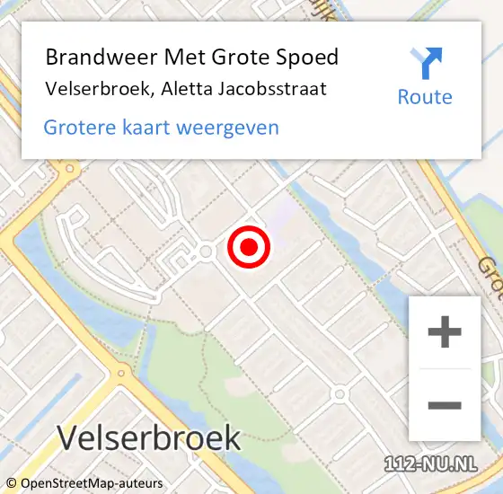 Locatie op kaart van de 112 melding: Brandweer Met Grote Spoed Naar Velserbroek, Aletta Jacobsstraat op 9 juni 2021 07:38