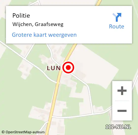 Locatie op kaart van de 112 melding: Politie Wijchen, Graafseweg op 9 juni 2021 07:40