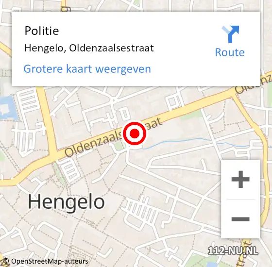 Locatie op kaart van de 112 melding: Politie Hengelo, Oldenzaalsestraat op 9 juni 2021 07:54