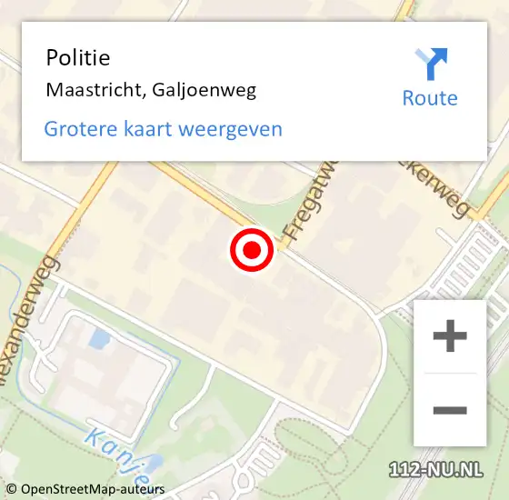 Locatie op kaart van de 112 melding: Politie Maastricht, Galjoenweg op 9 juni 2021 08:23