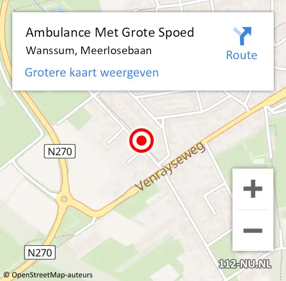 Locatie op kaart van de 112 melding: Ambulance Met Grote Spoed Naar Wanssum, Meerlosebaan op 4 oktober 2013 21:12