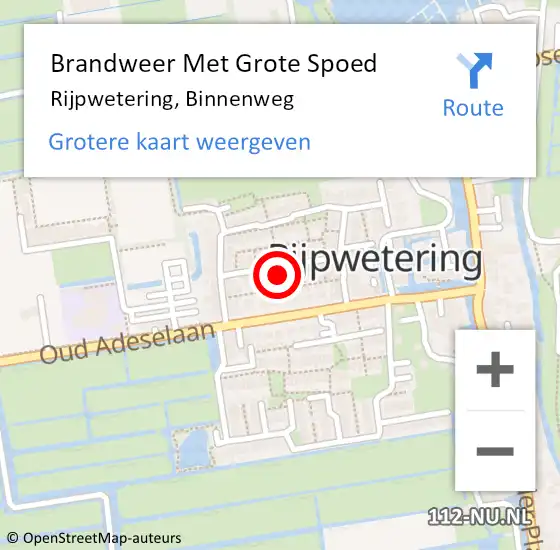 Locatie op kaart van de 112 melding: Brandweer Met Grote Spoed Naar Rijpwetering, Binnenweg op 9 juni 2021 09:38