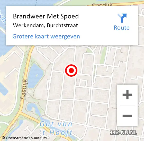 Locatie op kaart van de 112 melding: Brandweer Met Spoed Naar Werkendam, Burchtstraat op 9 juni 2021 10:05