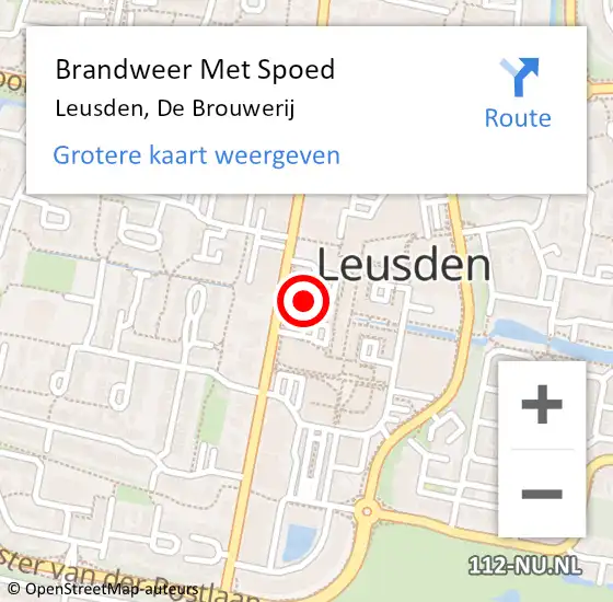 Locatie op kaart van de 112 melding: Brandweer Met Spoed Naar Leusden, De Brouwerij op 9 juni 2021 10:12
