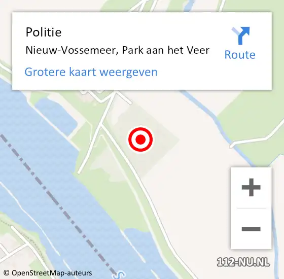 Locatie op kaart van de 112 melding: Politie Nieuw-Vossemeer, Park aan het Veer op 9 juni 2021 10:22
