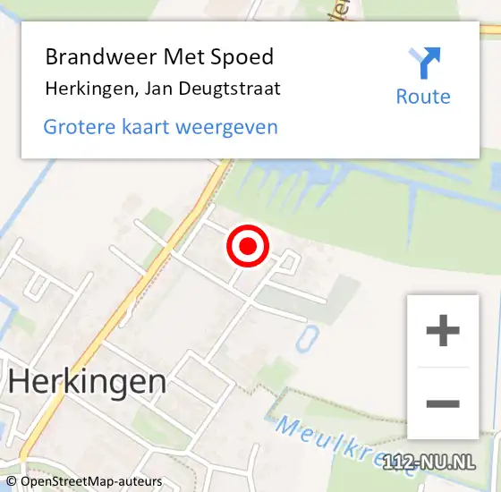 Locatie op kaart van de 112 melding: Brandweer Met Spoed Naar Herkingen, Jan Deugtstraat op 9 juni 2021 10:23