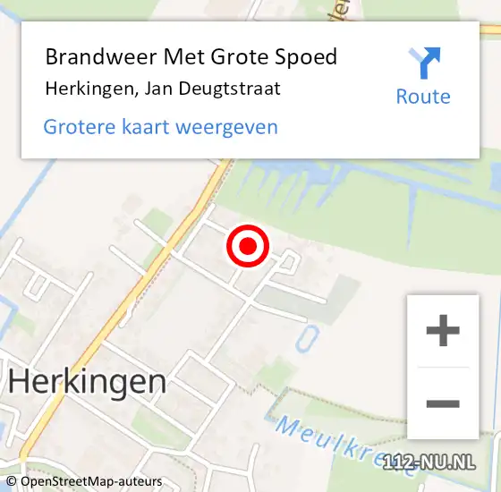 Locatie op kaart van de 112 melding: Brandweer Met Grote Spoed Naar Herkingen, Jan Deugtstraat op 9 juni 2021 10:24