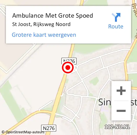 Locatie op kaart van de 112 melding: Ambulance Met Grote Spoed Naar St Joost, Rijksweg Noord op 12 juni 2014 18:54