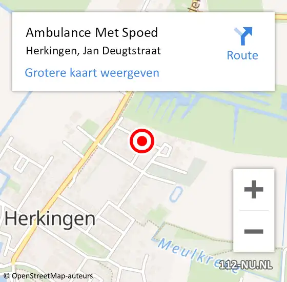 Locatie op kaart van de 112 melding: Ambulance Met Spoed Naar Herkingen, Jan Deugtstraat op 9 juni 2021 10:32