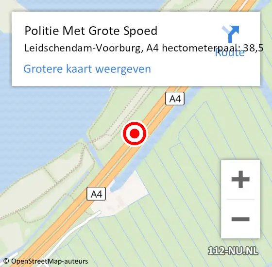 Locatie op kaart van de 112 melding: Politie Met Grote Spoed Naar Leidschendam-Voorburg, A4 hectometerpaal: 38,5 op 9 juni 2021 10:40