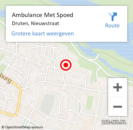 Locatie op kaart van de 112 melding: Ambulance Met Spoed Naar Druten, Nieuwstraat op 9 juni 2021 10:55