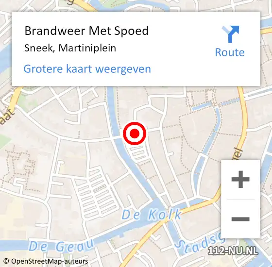 Locatie op kaart van de 112 melding: Brandweer Met Spoed Naar Sneek, Martiniplein op 9 juni 2021 11:15