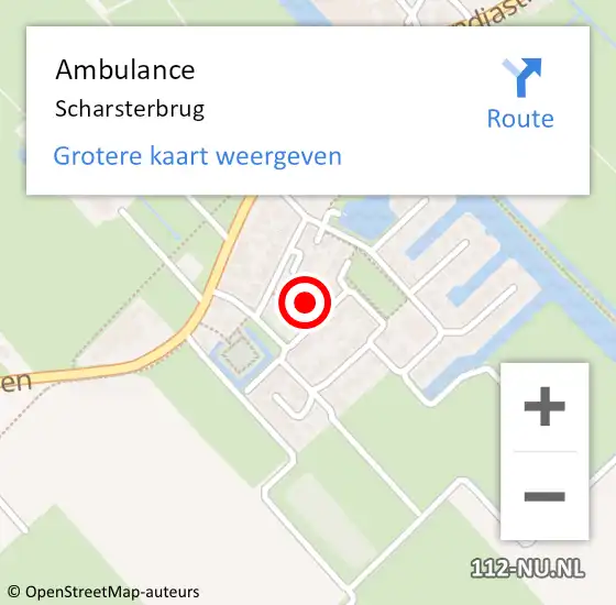 Locatie op kaart van de 112 melding: Ambulance Scharsterbrug op 9 juni 2021 11:20