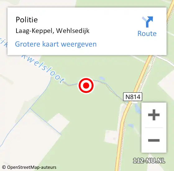 Locatie op kaart van de 112 melding: Politie Laag-Keppel, Wehlsedijk op 9 juni 2021 11:25