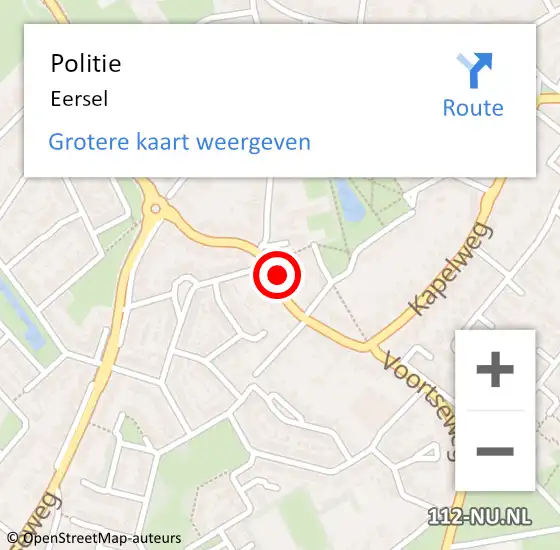 Locatie op kaart van de 112 melding: Politie Eersel op 9 juni 2021 11:44