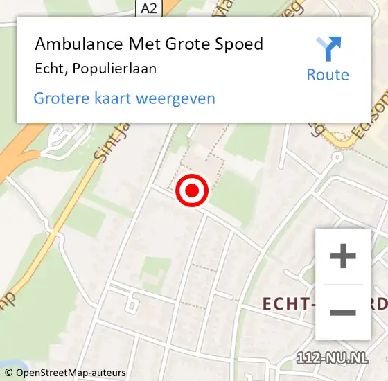 Locatie op kaart van de 112 melding: Ambulance Met Grote Spoed Naar Echt, Populierlaan op 9 juni 2021 11:45