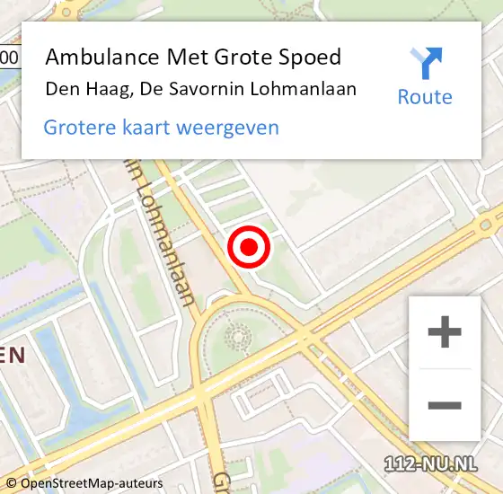 Locatie op kaart van de 112 melding: Ambulance Met Grote Spoed Naar Den Haag, De Savornin Lohmanlaan op 9 juni 2021 12:02