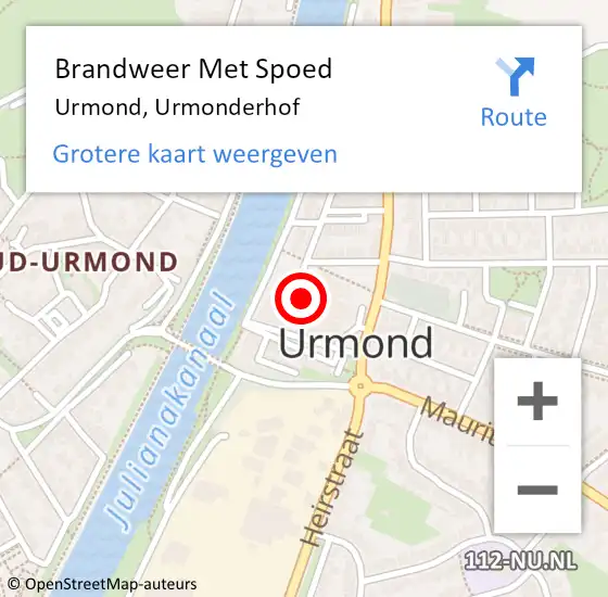 Locatie op kaart van de 112 melding: Brandweer Met Spoed Naar Urmond, Urmonderhof op 9 juni 2021 12:15