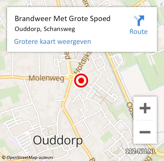 Locatie op kaart van de 112 melding: Brandweer Met Grote Spoed Naar Ouddorp, Schansweg op 9 juni 2021 12:18