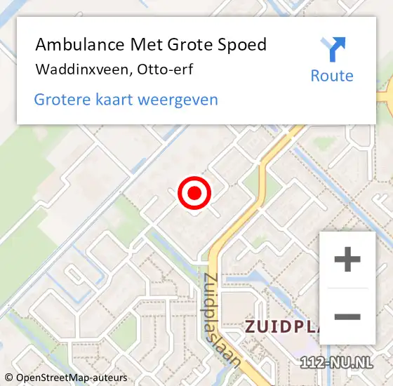 Locatie op kaart van de 112 melding: Ambulance Met Grote Spoed Naar Waddinxveen, Otto-erf op 9 juni 2021 12:27