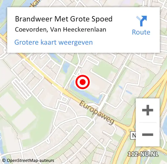 Locatie op kaart van de 112 melding: Brandweer Met Grote Spoed Naar Coevorden, Van Heeckerenlaan op 12 juni 2014 19:06