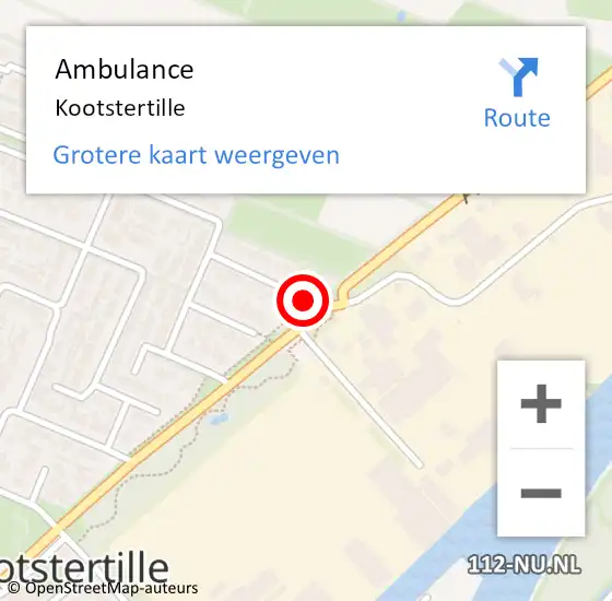 Locatie op kaart van de 112 melding: Ambulance Kootstertille op 9 juni 2021 12:51