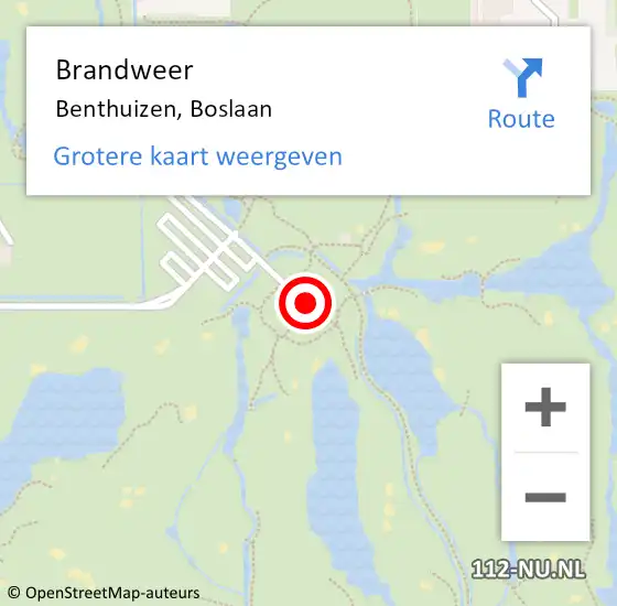 Locatie op kaart van de 112 melding: Brandweer Benthuizen, Boslaan op 9 juni 2021 12:56