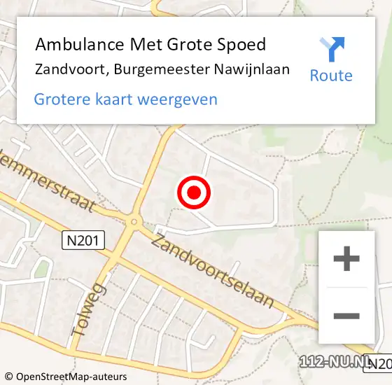 Locatie op kaart van de 112 melding: Ambulance Met Grote Spoed Naar Zandvoort, Burgemeester Nawijnlaan op 9 juni 2021 12:57