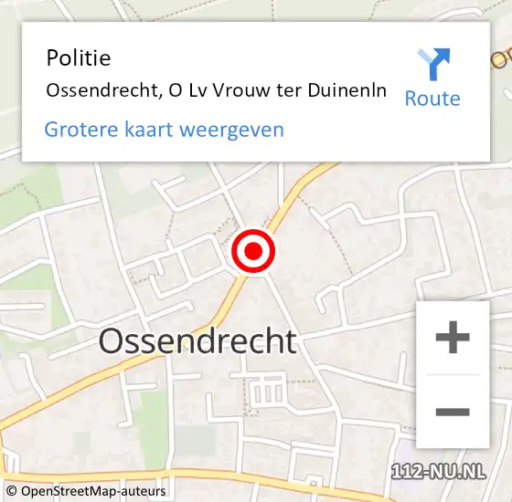 Locatie op kaart van de 112 melding: Politie Ossendrecht, O Lv Vrouw ter Duinenln op 9 juni 2021 13:04