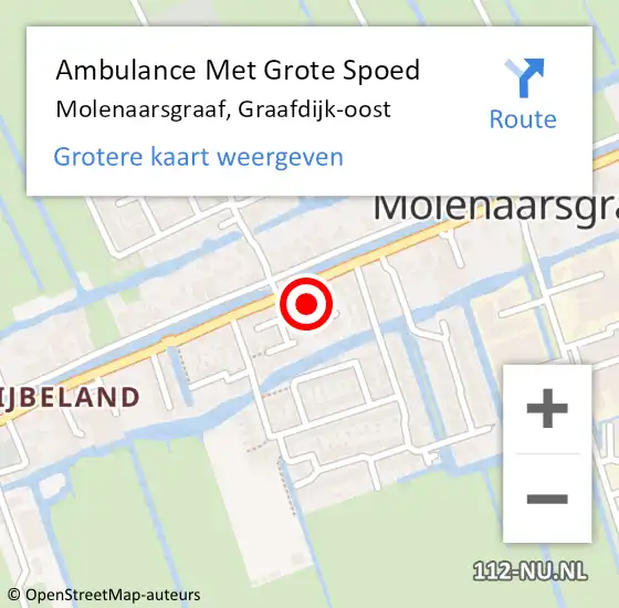 Locatie op kaart van de 112 melding: Ambulance Met Grote Spoed Naar Molenaarsgraaf, Graafdijk-oost op 9 juni 2021 13:16