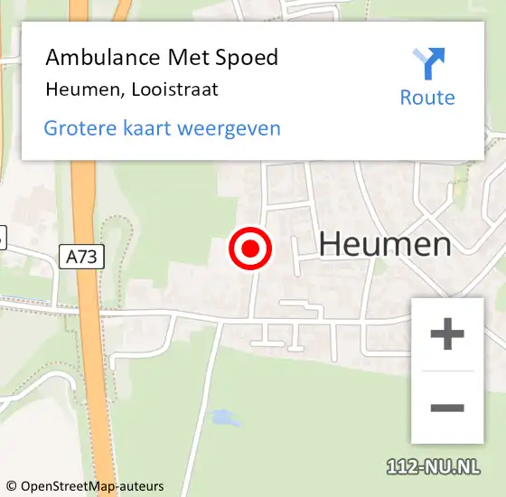 Locatie op kaart van de 112 melding: Ambulance Met Spoed Naar Heumen, Looistraat op 9 juni 2021 13:16