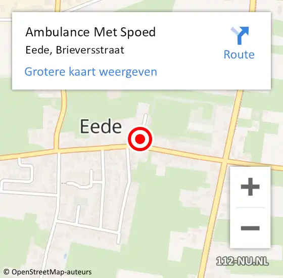 Locatie op kaart van de 112 melding: Ambulance Met Spoed Naar Eede, Brieversstraat op 12 juni 2014 19:10