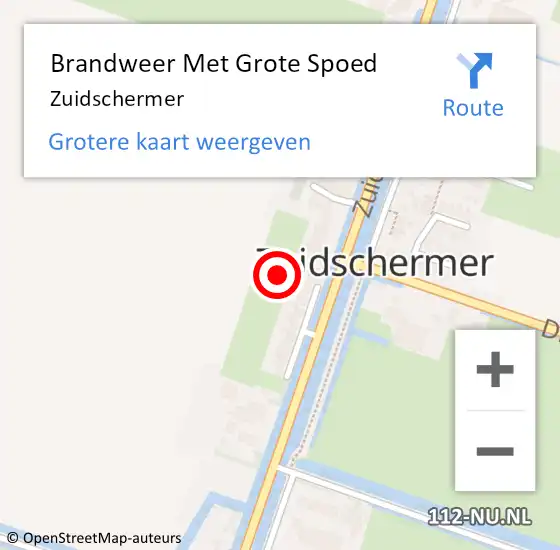 Locatie op kaart van de 112 melding: Brandweer Met Grote Spoed Naar Zuidschermer op 9 juni 2021 13:21