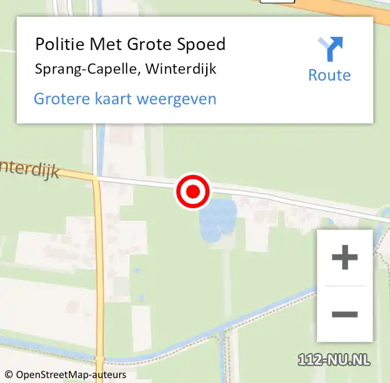 Locatie op kaart van de 112 melding: Politie Met Grote Spoed Naar Sprang-Capelle, Winterdijk op 9 juni 2021 13:31