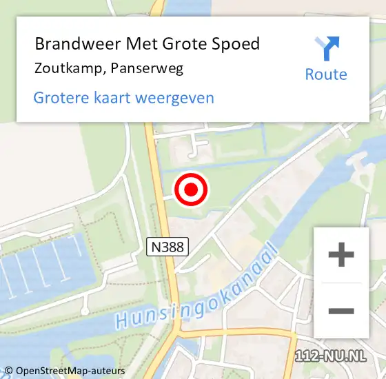 Locatie op kaart van de 112 melding: Brandweer Met Grote Spoed Naar Zoutkamp, Panserweg op 9 juni 2021 13:36