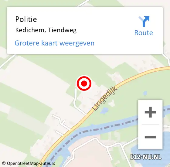 Locatie op kaart van de 112 melding: Politie Kedichem, Tiendweg op 9 juni 2021 13:36