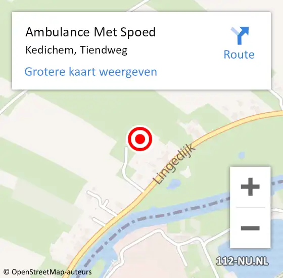 Locatie op kaart van de 112 melding: Ambulance Met Spoed Naar Kedichem, Tiendweg op 9 juni 2021 13:43