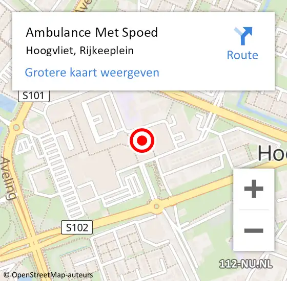 Locatie op kaart van de 112 melding: Ambulance Met Spoed Naar Hoogvliet, Rijkeeplein op 9 juni 2021 13:53