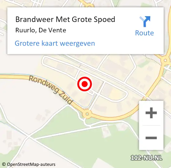 Locatie op kaart van de 112 melding: Brandweer Met Grote Spoed Naar Ruurlo, De Vente op 9 juni 2021 13:55