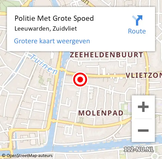 Locatie op kaart van de 112 melding: Politie Met Grote Spoed Naar Leeuwarden, Zuidvliet op 9 juni 2021 13:57