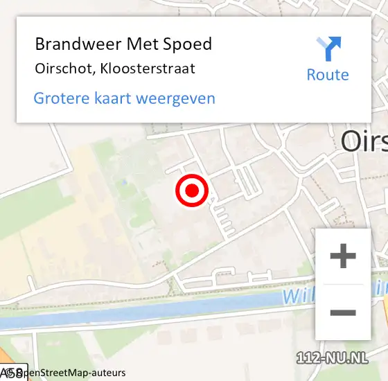 Locatie op kaart van de 112 melding: Brandweer Met Spoed Naar Oirschot, Kloosterstraat op 9 juni 2021 13:58